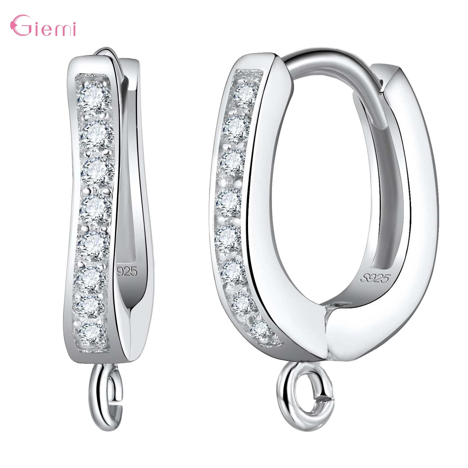 Delicate 925 Sterling Silver Cubic Zirconia Earrings Hoop Hook for Jewelry Making Brincos Finding Accessories