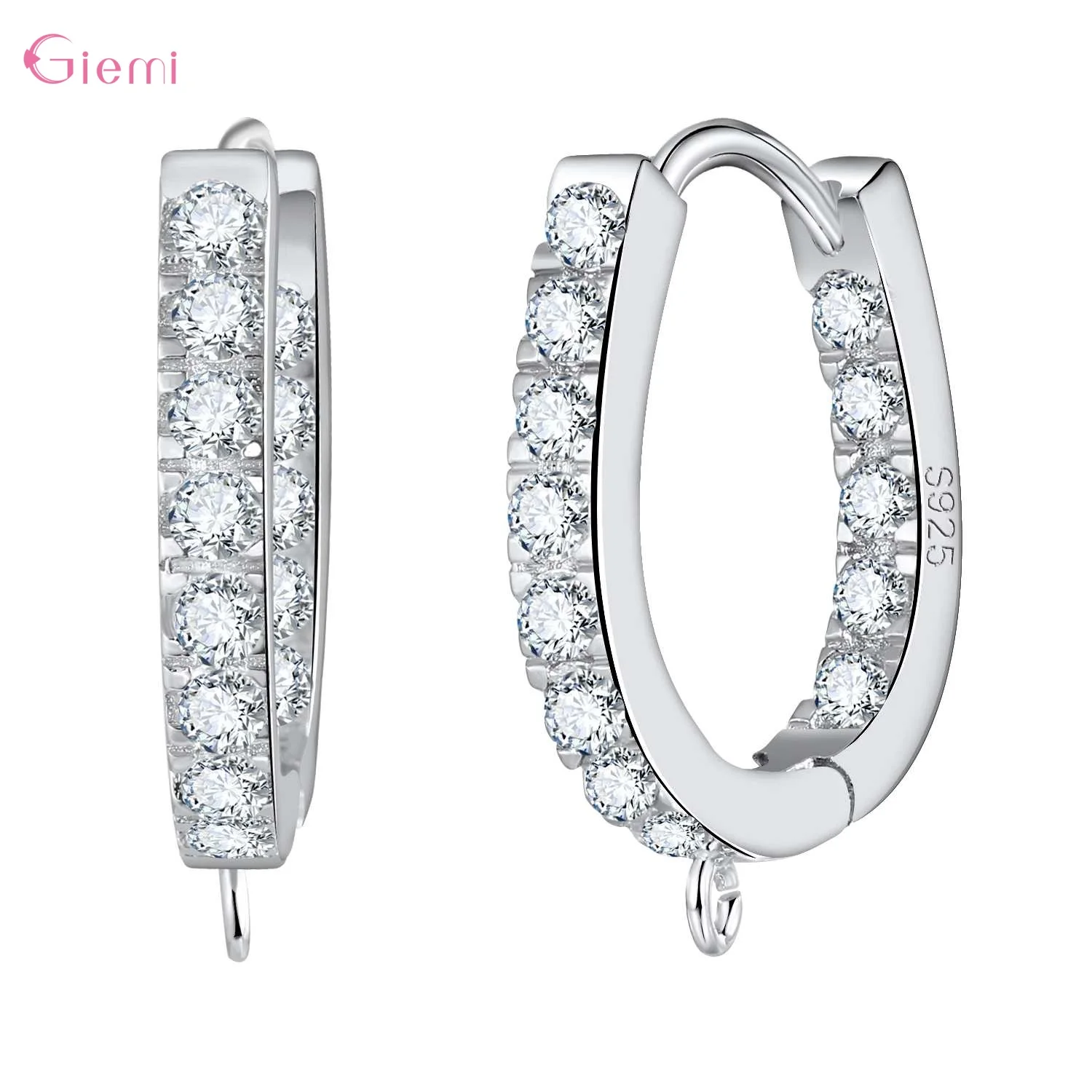Delicate 925 Sterling Silver Cubic Zirconia Earrings Hoop Hook for Jewelry Making Brincos Finding Accessories
