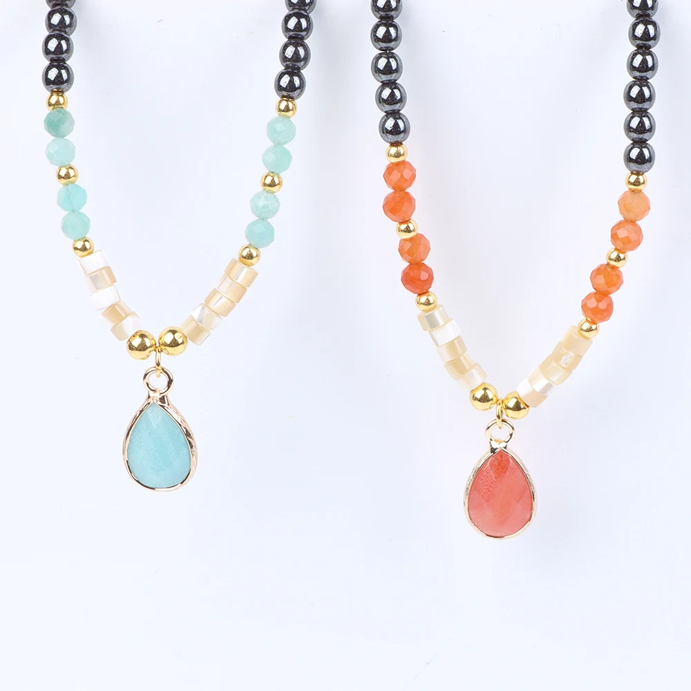 40cm Drop Pendant Necklace Natural Quartzs Stone Beaded Charm Necklaces Vintage Female Energy Necklace for Women Jewelry Gifts