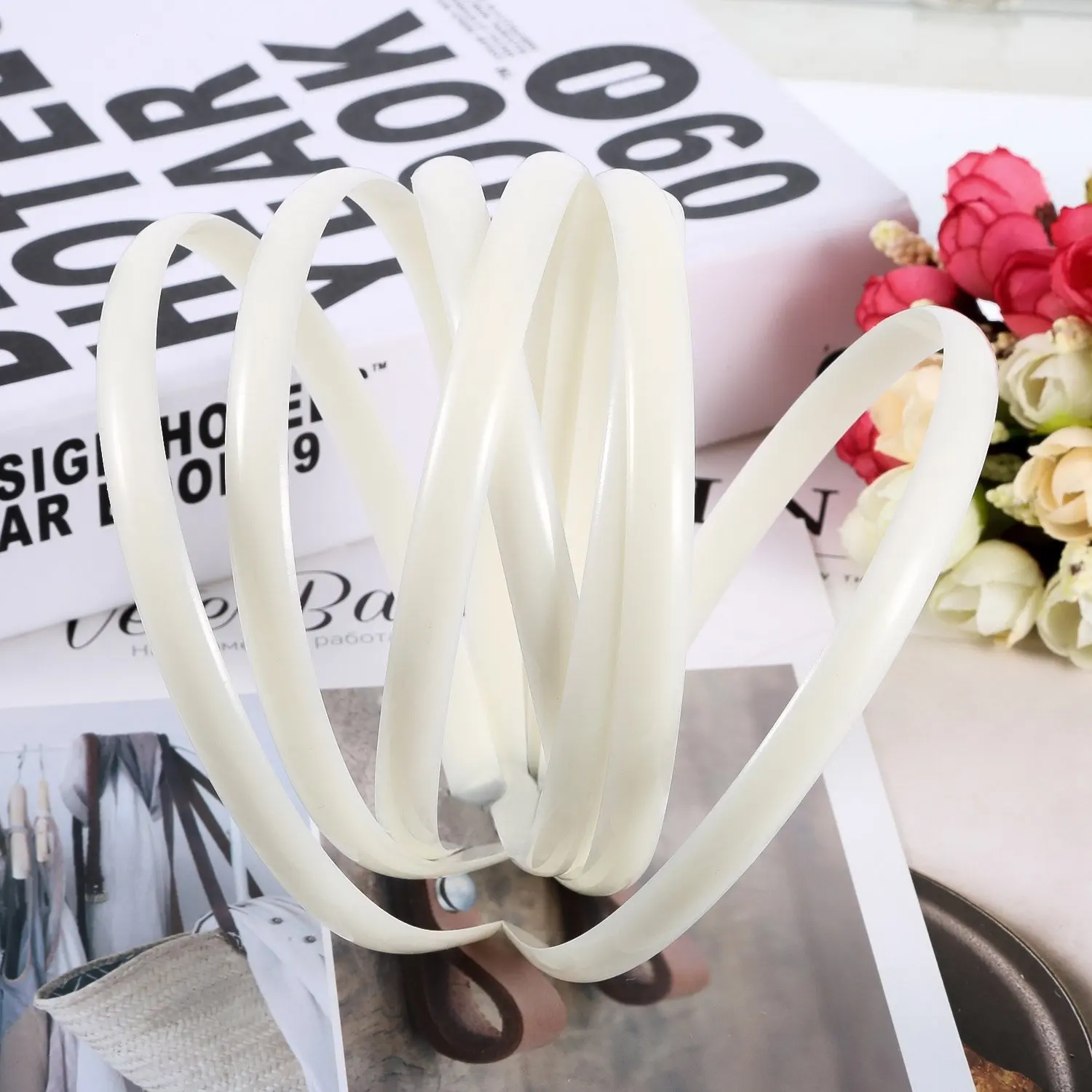 10pcs ABS Plain Headband Base 10-25 MM No Teeth Headbands White Plastic Head Hoop Bezel for DIY Girls Woman Hairwear Accessories