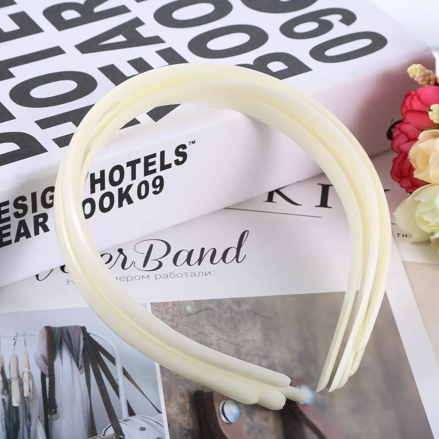 10pcs ABS Plain Headband Base 10-25 MM No Teeth Headbands White Plastic Head Hoop Bezel for DIY Girls Woman Hairwear Accessories