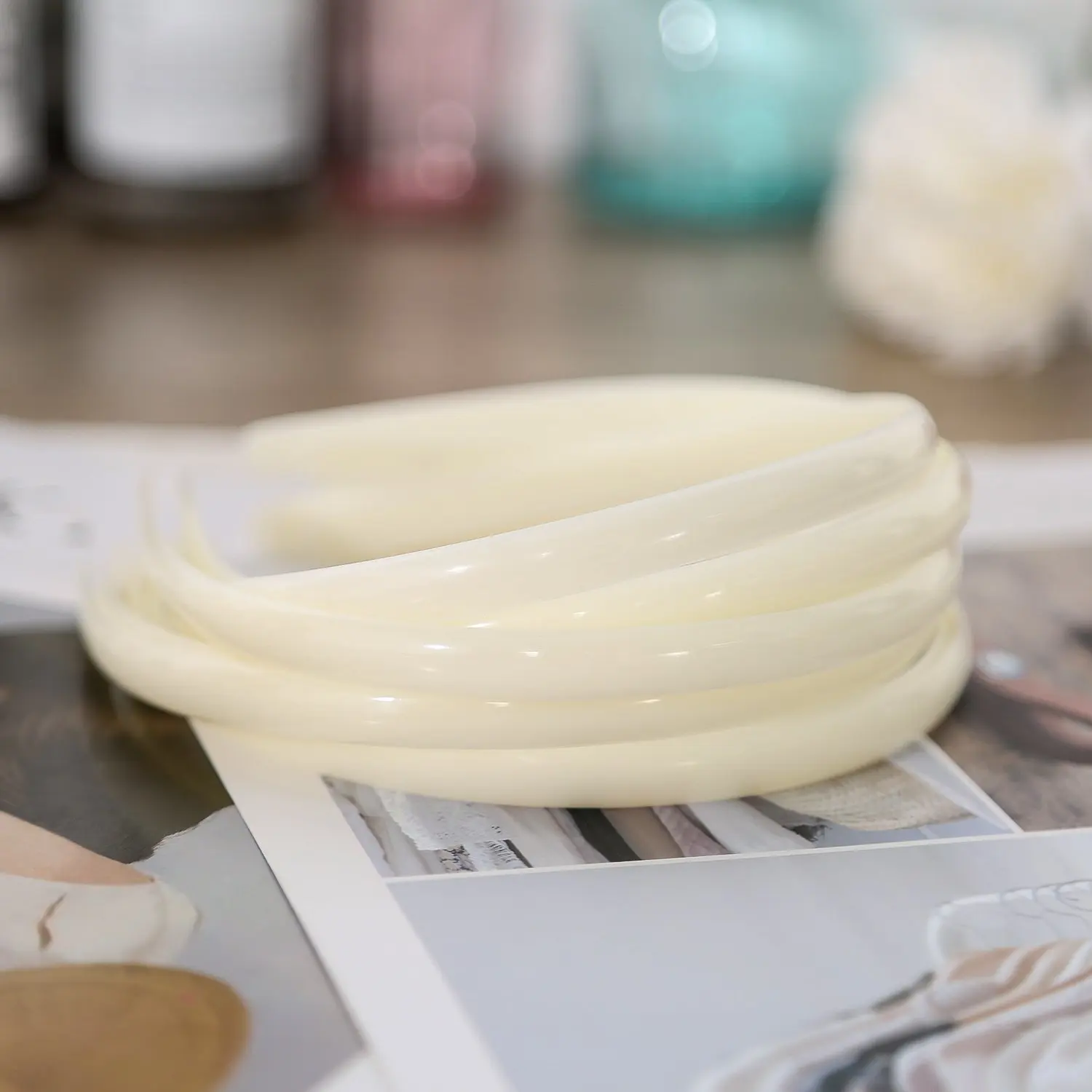 10pcs ABS Plain Headband Base 10-25 MM No Teeth Headbands White Plastic Head Hoop Bezel for DIY Girls Woman Hairwear Accessories