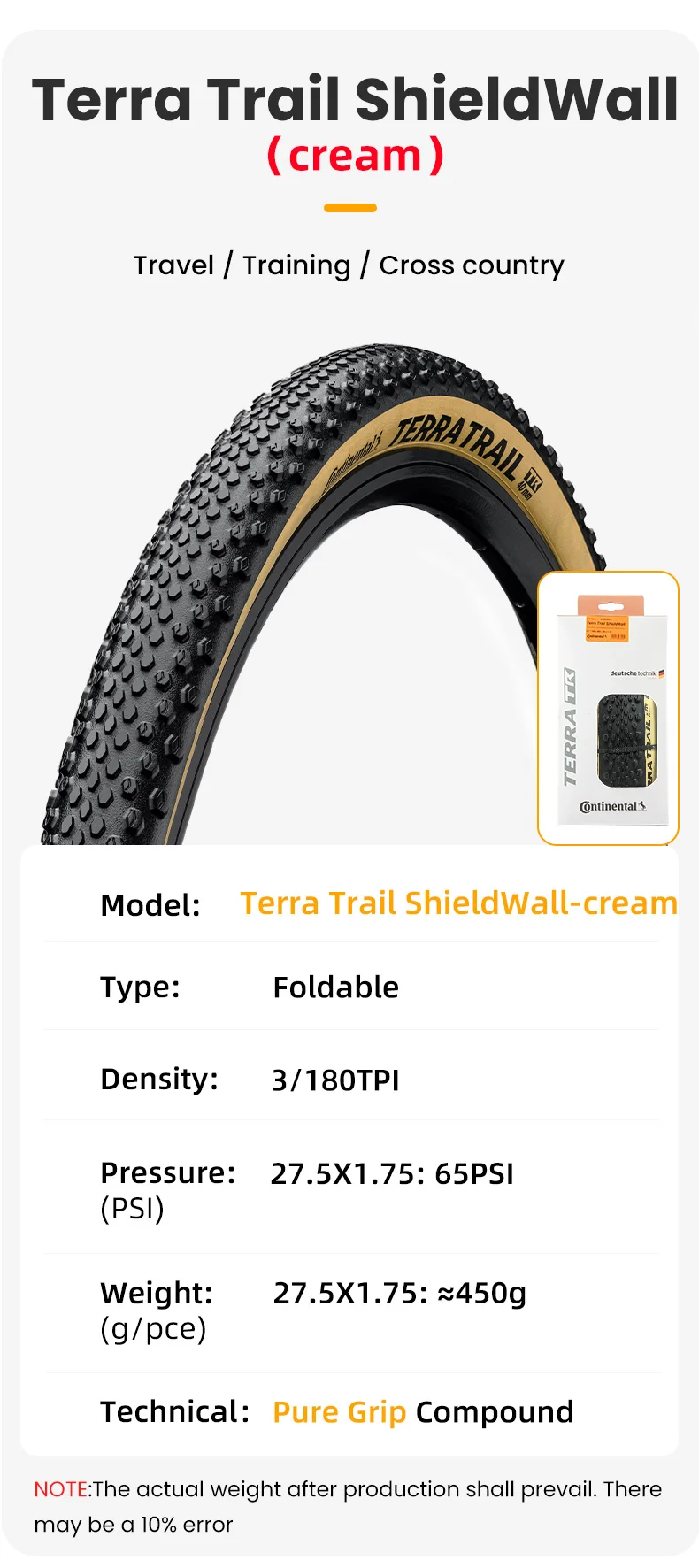 Continental Terra Trail 700x35C/40C Road Bike Gravel Tire 27.5 Shieldwall System Puncture Protection MTB Tubeless Ready Tyre
