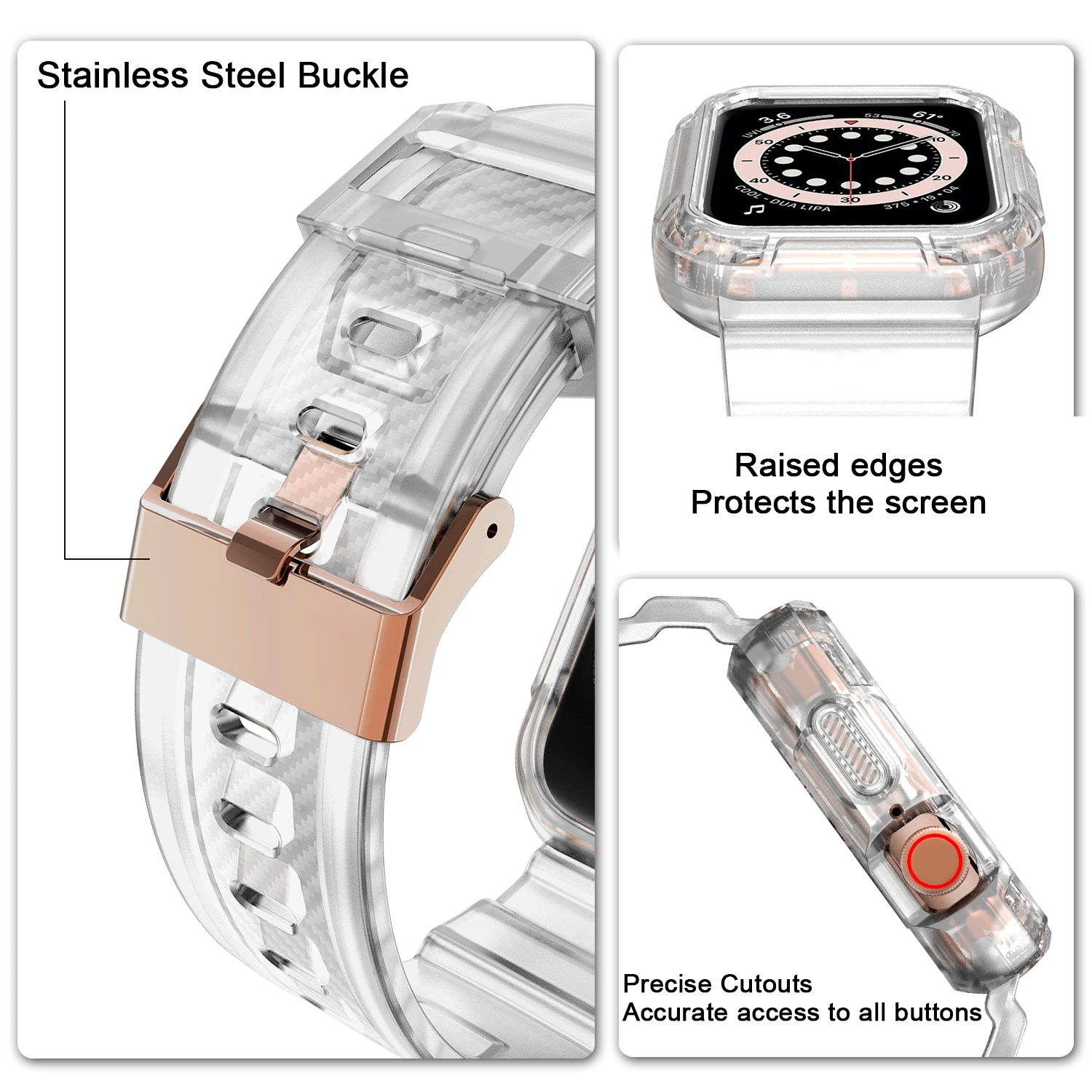 TPU case+strap For Apple Watch Band 45mm 44mm 49mm 41mm 40mm 38mm 42mm bracelet watchband cover Iwatch Series 9 8 3 6 SE 7 ultra