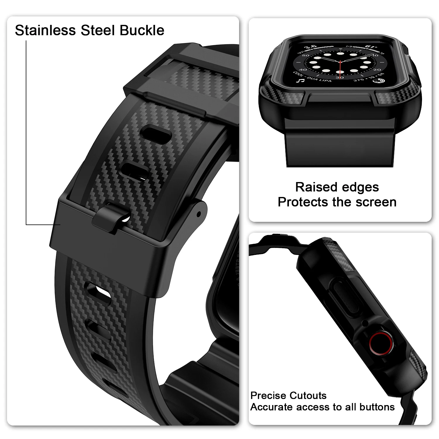 TPU case+strap For Apple Watch Band 45mm 44mm 49mm 41mm 40mm 38mm 42mm bracelet watchband cover Iwatch Series 9 8 3 6 SE 7 ultra