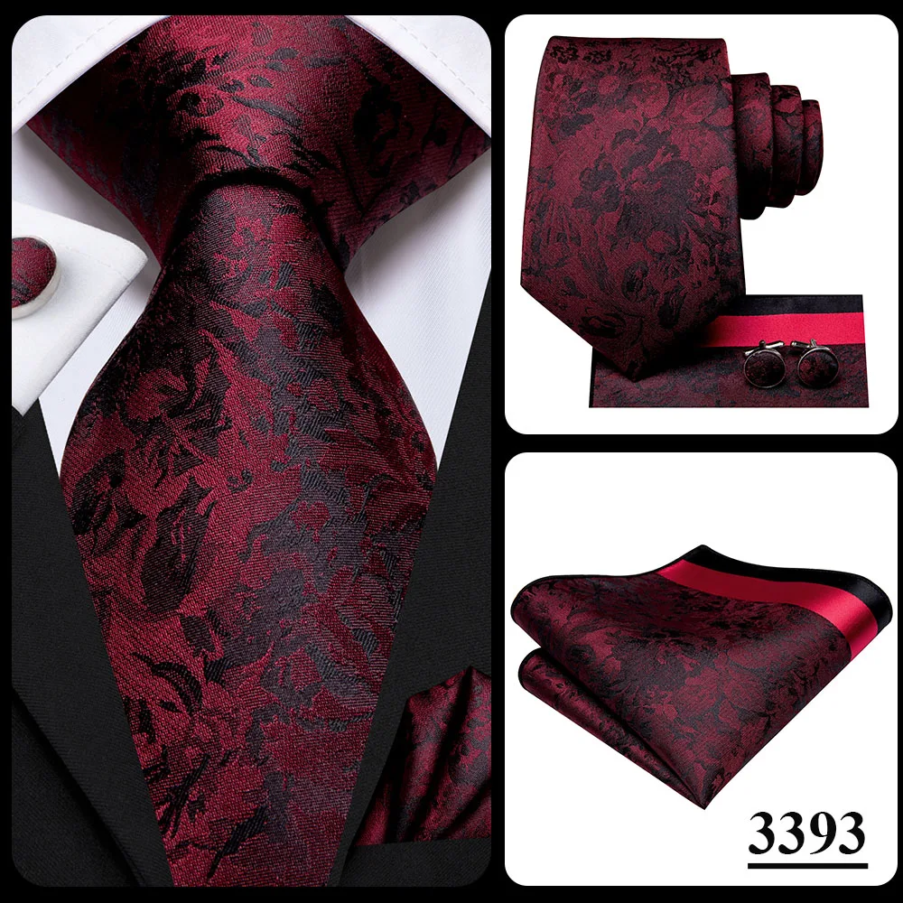 Hi-Tie Designer Red Burgundy Plaid Wedding Tie For Men Handky Cufflink Gift Mens Necktie Fashion Business Party silk Dropshiping