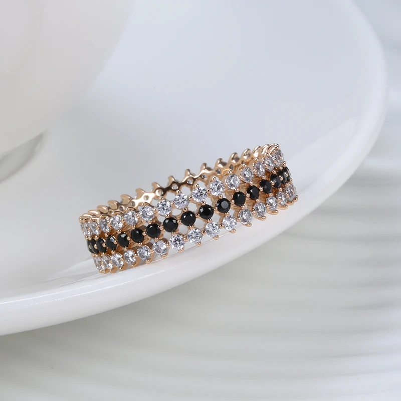 SYOUJYO Natural Zircon Full Paved Rings For Women 585 Rose Gold Color Fashion Jewelry Accessories Bride Wedding Rings 2022 New