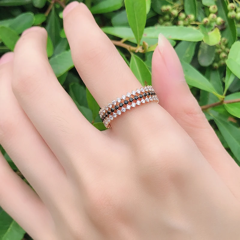 SYOUJYO Natural Zircon Full Paved Rings For Women 585 Rose Gold Color Fashion Jewelry Accessories Bride Wedding Rings 2022 New