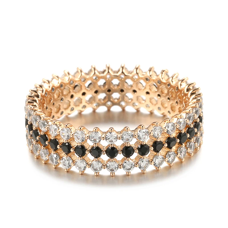 SYOUJYO Natural Zircon Full Paved Rings For Women 585 Rose Gold Color Fashion Jewelry Accessories Bride Wedding Rings 2022 New