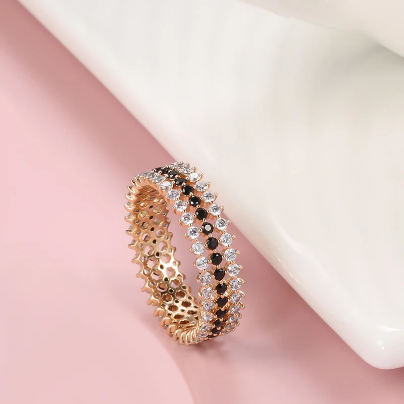 SYOUJYO Natural Zircon Full Paved Rings For Women 585 Rose Gold Color Fashion Jewelry Accessories Bride Wedding Rings 2022 New