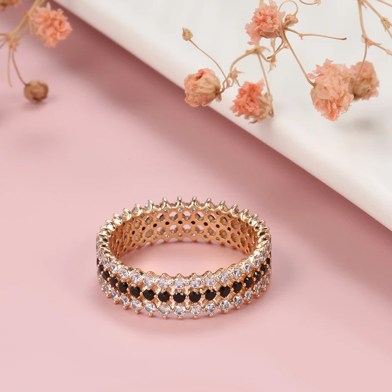 SYOUJYO Natural Zircon Full Paved Rings For Women 585 Rose Gold Color Fashion Jewelry Accessories Bride Wedding Rings 2022 New