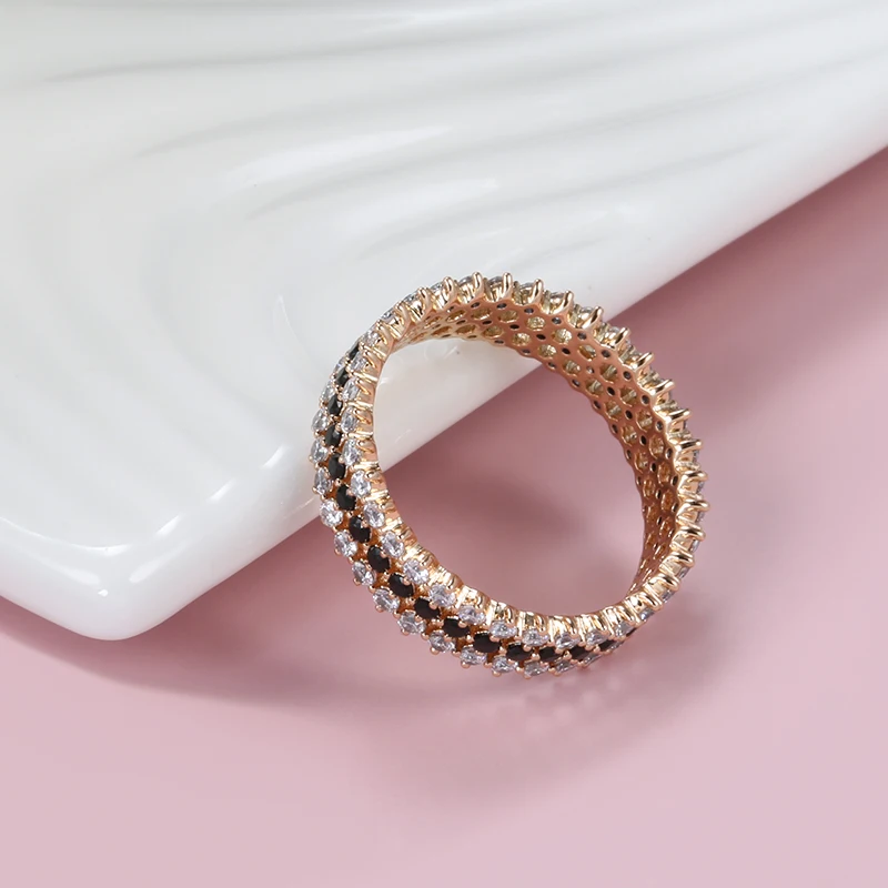 SYOUJYO Natural Zircon Full Paved Rings For Women 585 Rose Gold Color Fashion Jewelry Accessories Bride Wedding Rings 2022 New