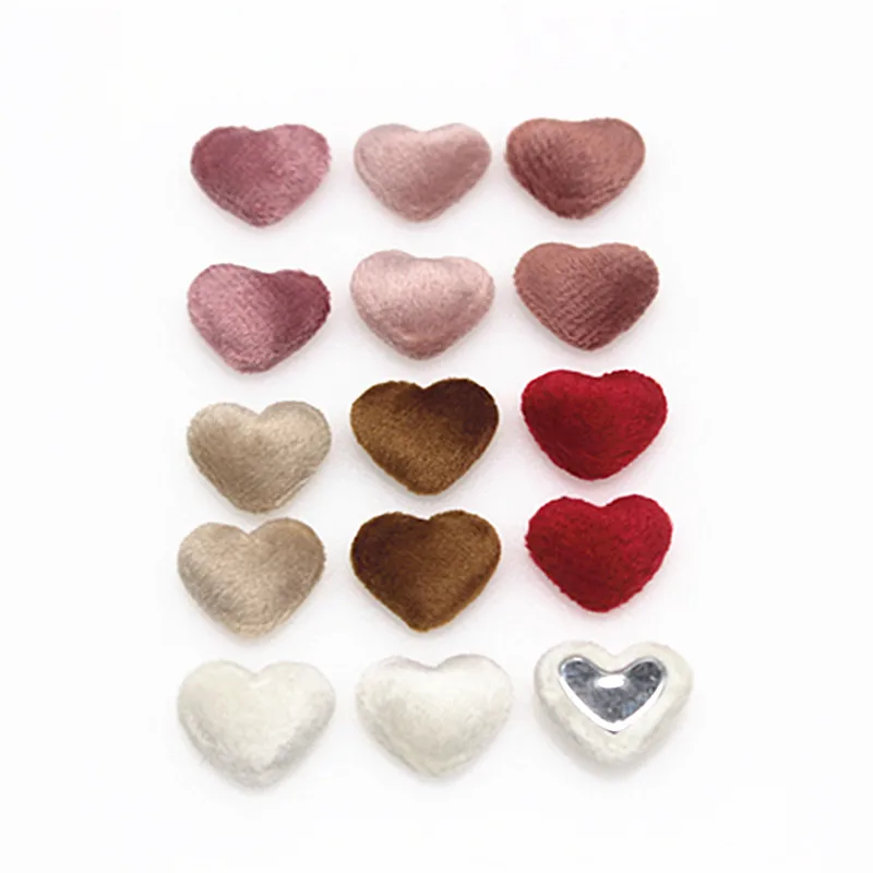 17mm 50pcs Flannel Fabric Covered Heart Shape Buttons Flatback Cabochon DIY Home Decoration Scrapbook Craft Accessories