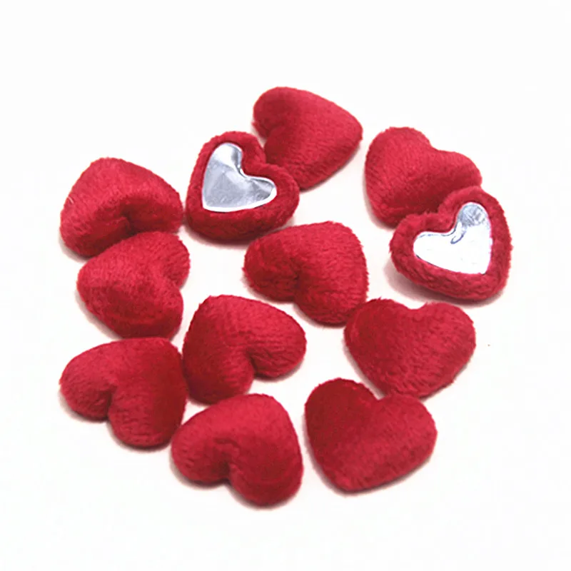 17mm 50pcs Flannel Fabric Covered Heart Shape Buttons Flatback Cabochon DIY Home Decoration Scrapbook Craft Accessories