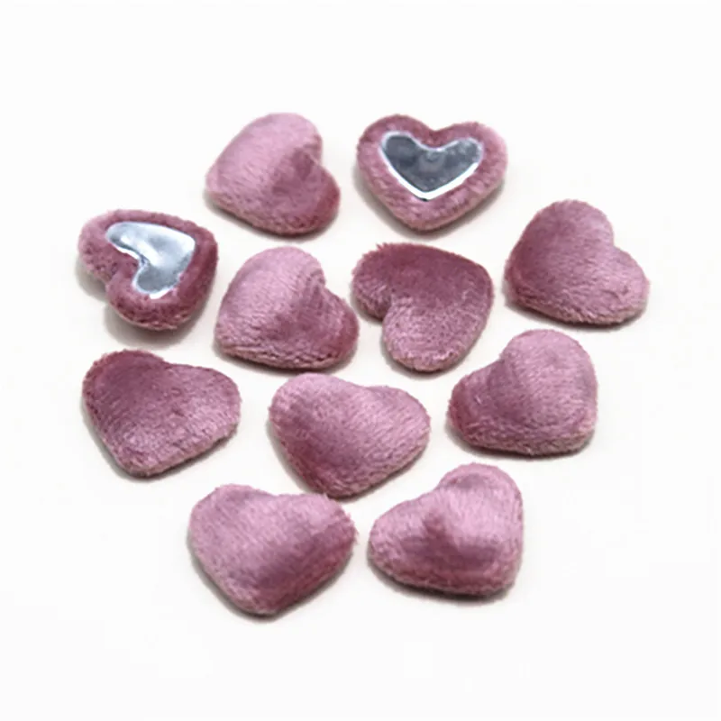 17mm 50pcs Flannel Fabric Covered Heart Shape Buttons Flatback Cabochon DIY Home Decoration Scrapbook Craft Accessories