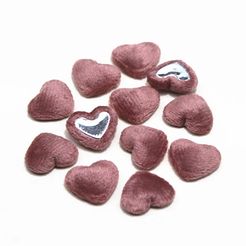 17mm 50pcs Flannel Fabric Covered Heart Shape Buttons Flatback Cabochon DIY Home Decoration Scrapbook Craft Accessories