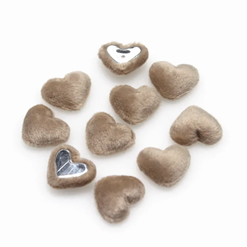 17mm 50pcs Flannel Fabric Covered Heart Shape Buttons Flatback Cabochon DIY Home Decoration Scrapbook Craft Accessories