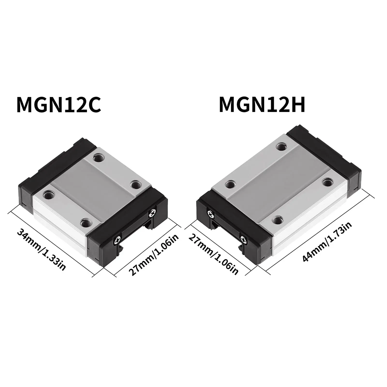 MGN MGN12 MGN15 MGN7 MGN9 300 350 400 450 500 1000mm Miniature Linear Rail Slide 1pcs MGN12 Linear Guide+ 1pcs Black SS Carriage