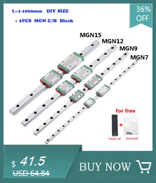 MGN MGN12 MGN15 MGN7 MGN9 300 350 400 450 500 1000mm Miniature Linear Rail Slide 1pcs MGN12 Linear Guide+ 1pcs Black SS Carriage