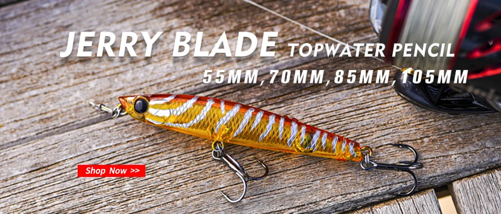 Jerry Surface Pencil Floating Lure 110mm/4,5in Topwater Stickbait Rattling Rock Spinning Fishing Hard Bait for Seabass Fishing