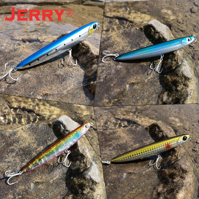 Jerry Surface Pencil Floating Lure 110mm/4,5in Topwater Stickbait Rattling Rock Spinning Fishing Hard Bait for Seabass Fishing