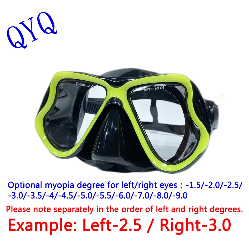 QYQ Snorkeling Mask Optical Myopic Diving Glasses Adults Can Be Fitted With Myopic Diving Mask