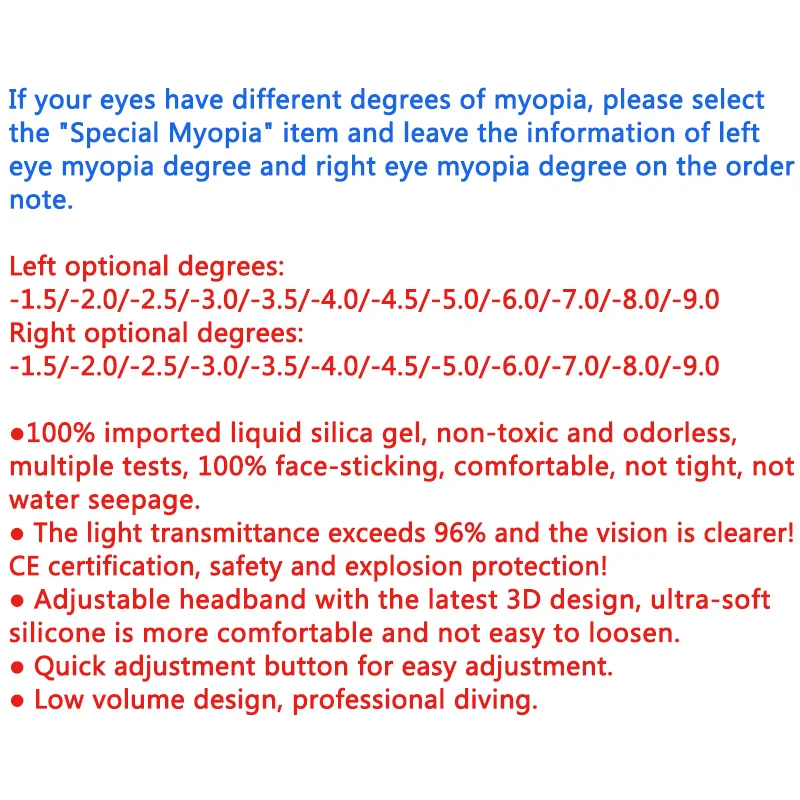 QYQ Snorkeling Mask Optical Myopic Diving Glasses Adults Can Be Fitted With Myopic Diving Mask