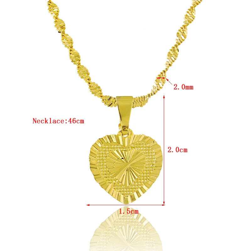 24k Gold-Plated Necklace, Heart-Shaped Gold-Plated Necklace, Wedding And Birthday Gift For Women