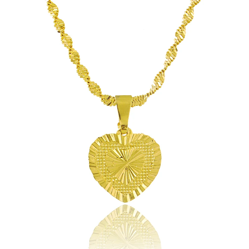 24k Gold-Plated Necklace, Heart-Shaped Gold-Plated Necklace, Wedding And Birthday Gift For Women