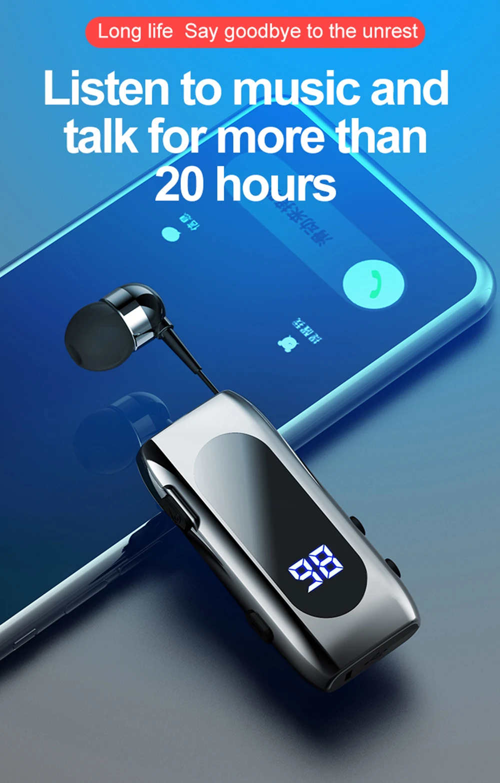 Hands-free Blues Car Bluetooth Lotus To Phone Ear Blues With Wire Ears In Lotus phone Talk Time 20Hours type c headphones BT5.2