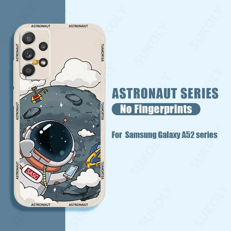 Astronaut Hand Lanyard Phone Case For Samsung Galaxy S25 FE S26 S25 S23 S24 S22 Ultra A57 A56 A37 A17 A16 A26 A54 A55 Soft Cover