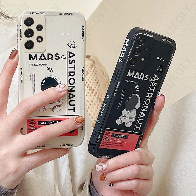 Astronaut Hand Lanyard Phone Case For Samsung Galaxy S25 FE S26 S25 S23 S24 S22 Ultra A57 A56 A37 A17 A16 A26 A54 A55 Soft Cover