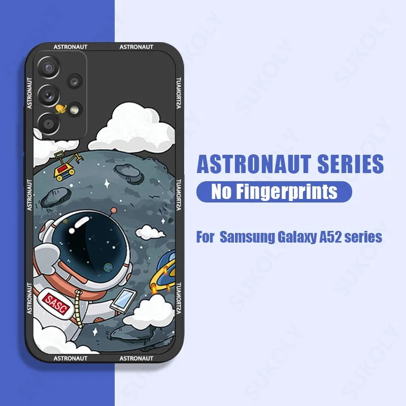 Astronaut Hand Lanyard Phone Case For Samsung Galaxy S25 FE S26 S25 S23 S24 S22 Ultra A57 A56 A37 A17 A16 A26 A54 A55 Soft Cover