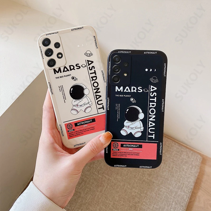 Astronaut Hand Lanyard Phone Case For Samsung Galaxy S25 FE S26 S25 S23 S24 S22 Ultra A57 A56 A37 A17 A16 A26 A54 A55 Soft Cover