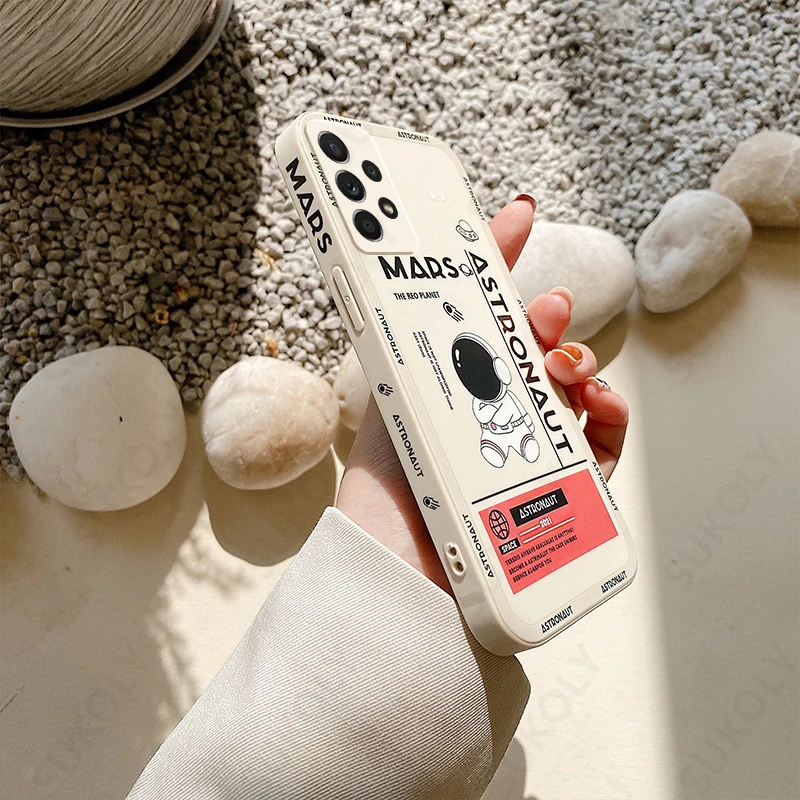 Astronaut Hand Lanyard Phone Case For Samsung Galaxy S25 FE S26 S25 S23 S24 S22 Ultra A57 A56 A37 A17 A16 A26 A54 A55 Soft Cover