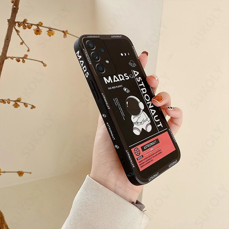 Astronaut Hand Lanyard Phone Case For Samsung Galaxy S25 FE S26 S25 S23 S24 S22 Ultra A57 A56 A37 A17 A16 A26 A54 A55 Soft Cover