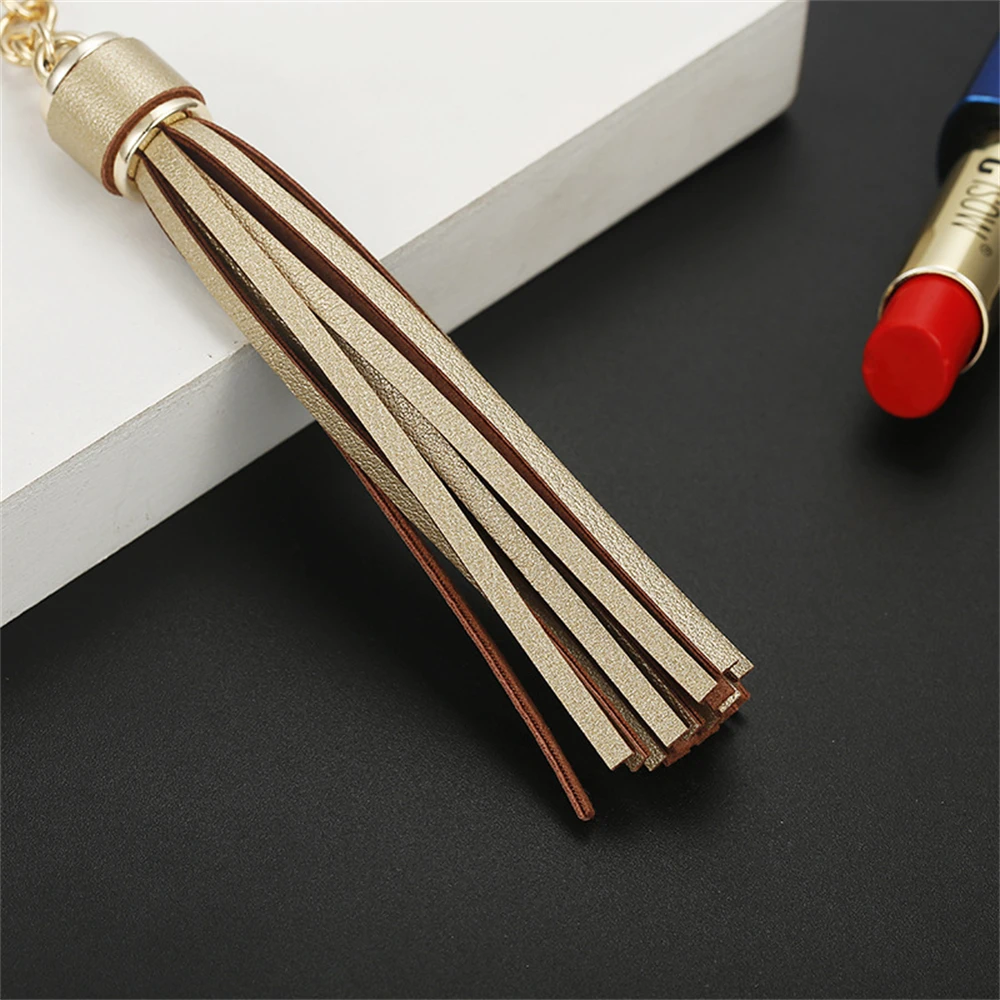 11 Colors Faux Suede Leather Tassels Keychain Women PU Lanyard Keyrings With Lobster Swivel Bag Pendant Key Wallet Accessories