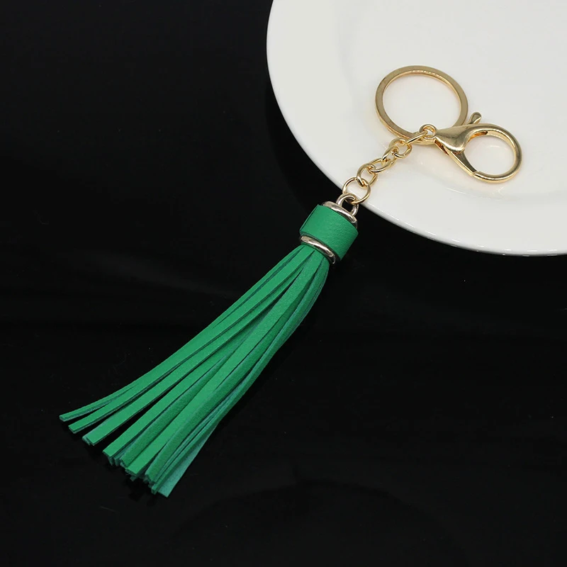 11 Colors Faux Suede Leather Tassels Keychain Women PU Lanyard Keyrings With Lobster Swivel Bag Pendant Key Wallet Accessories