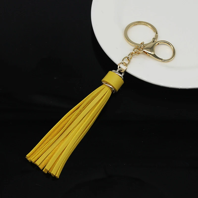 11 Colors Faux Suede Leather Tassels Keychain Women PU Lanyard Keyrings With Lobster Swivel Bag Pendant Key Wallet Accessories