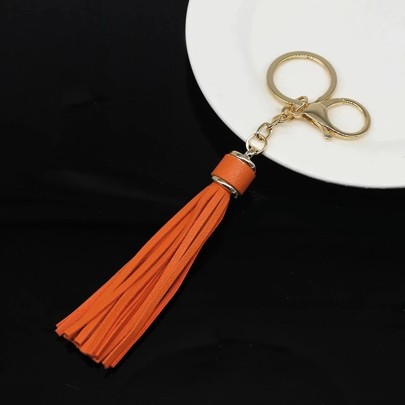 11 Colors Faux Suede Leather Tassels Keychain Women PU Lanyard Keyrings With Lobster Swivel Bag Pendant Key Wallet Accessories