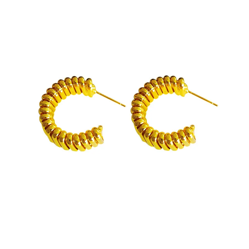 925 Silver Needle Modern Jewelry Metal Hoop Earrings 2022 New Trend Hot Selling Gold Color Fashion Drop Earrings For Women