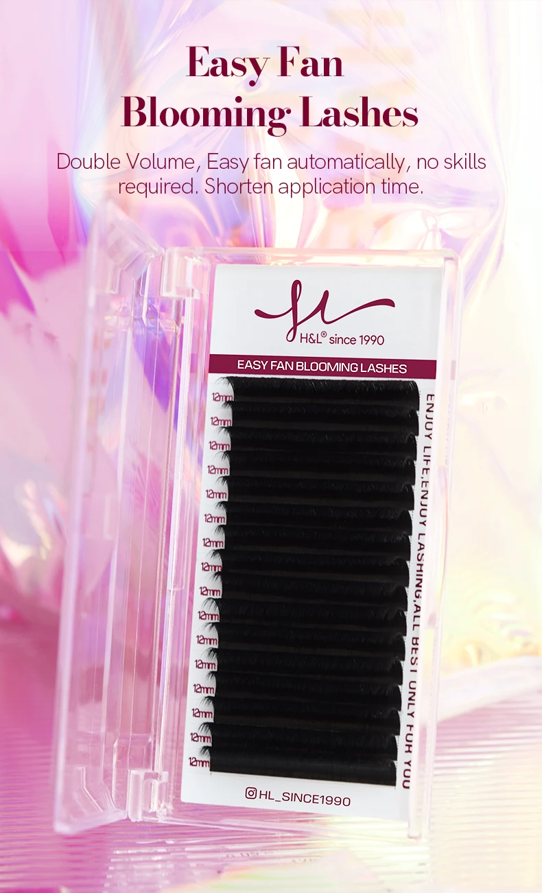 H&L SINCE 1990 Easy Fan Lashes Volume Extensions 7-20mm Fast Blooming Flowering Pre-bonded Lashes Natural Cilia Silk Lashes