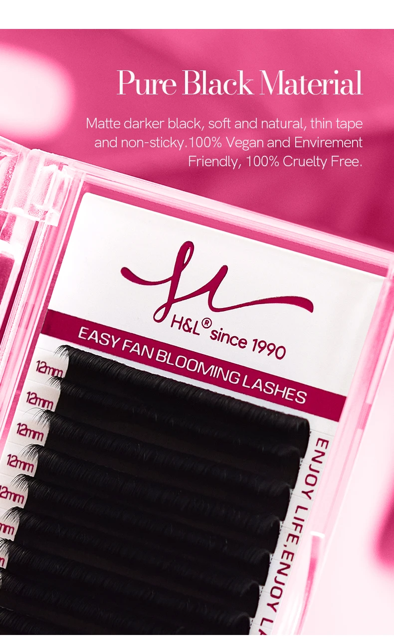H&L SINCE 1990 Easy Fan Lashes Volume Extensions 7-20mm Fast Blooming Flowering Pre-bonded Lashes Natural Cilia Silk Lashes