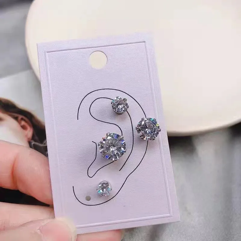 Unisex Magnetic Stud Earrings Round Crystal Rhinestone Clip Earrings Women Men Non Piercing Fake Earring Fashion Jewelry