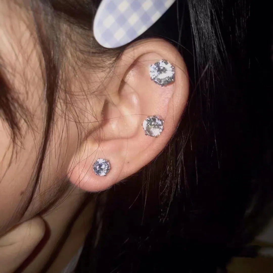 Unisex Magnetic Stud Earrings Round Crystal Rhinestone Clip Earrings Women Men Non Piercing Fake Earring Fashion Jewelry