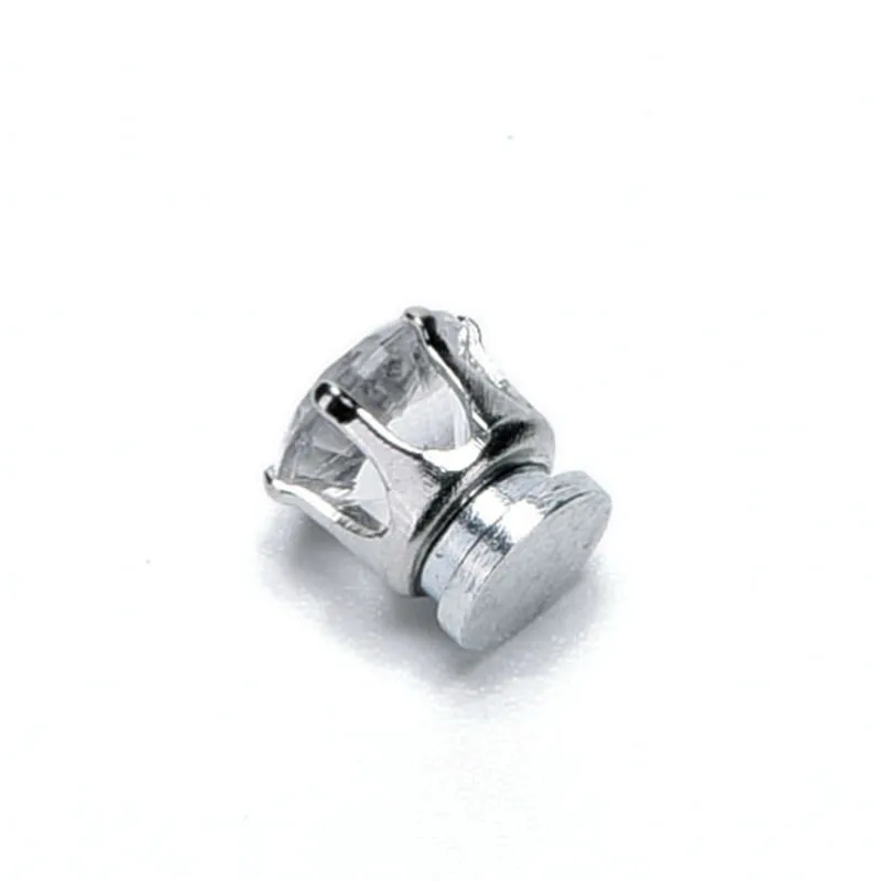 Unisex Magnetic Stud Earrings Round Crystal Rhinestone Clip Earrings Women Men Non Piercing Fake Earring Fashion Jewelry