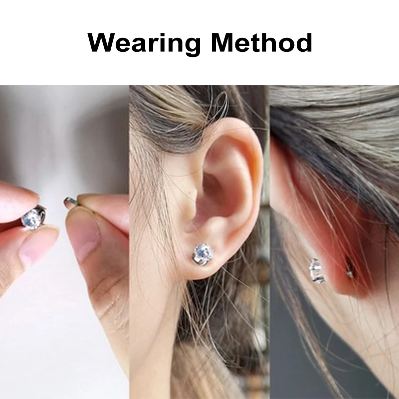 Unisex Magnetic Stud Earrings Round Crystal Rhinestone Clip Earrings Women Men Non Piercing Fake Earring Fashion Jewelry