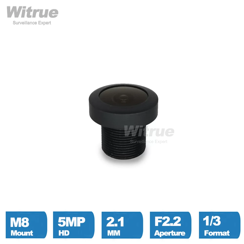 Witrue 2.1mm M8 Lens 1/3 Inch 5MP F2.2 151 Degree with 650nm IR Filter Lenses for CCTV Security Camera Wide Angle 151 Degree