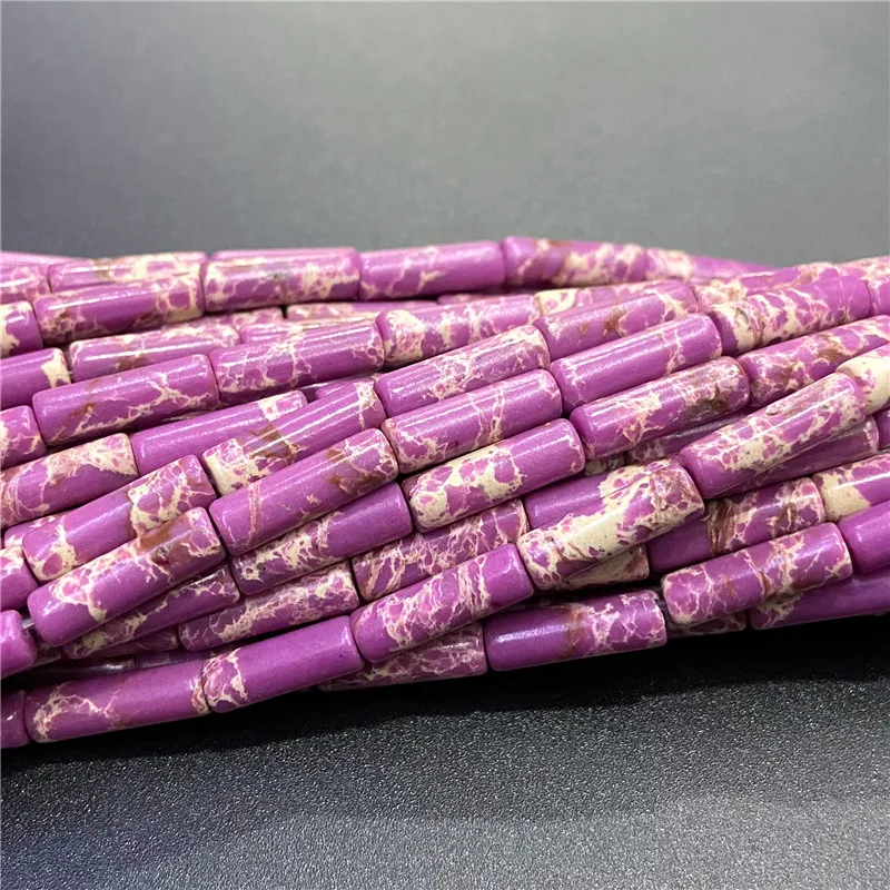 4x13mm Natural Semi-precious Stone Loose Spacer Beads Strands Tube Beads Jewelry Making Accessories DIY Manual Cylindrical Beads
