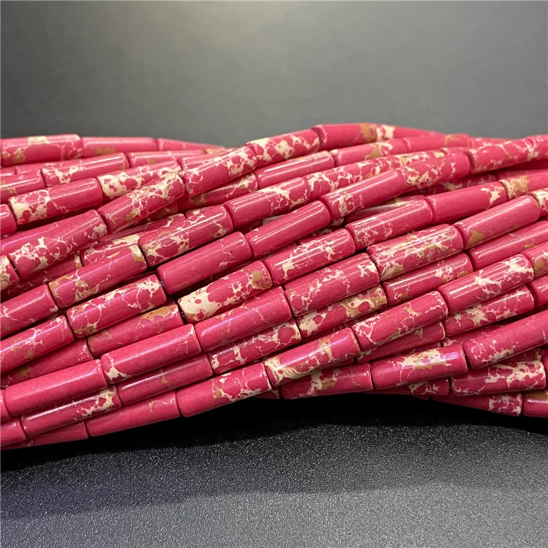 4x13mm Natural Semi-precious Stone Loose Spacer Beads Strands Tube Beads Jewelry Making Accessories DIY Manual Cylindrical Beads